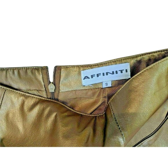 Affiniti Small Gold  Polyester Blend Zippered Back-belt waist-knee length Skirt - Picture 6 of 9